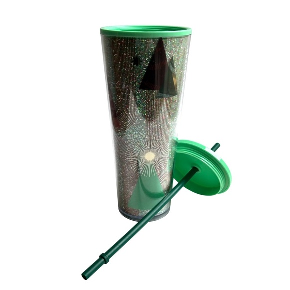 NWT Starbucks 2020 Glitter Christmas Tree 24 oz Tumbler - Picture 6 of 9